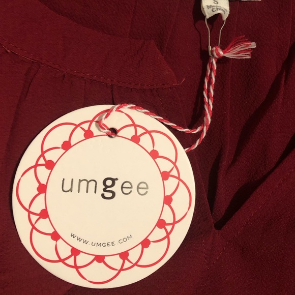Umgee Bell Ruffle Sleeve Tiered Oversized Short Sleeve In Burgundy. NWT! Sz S - Picture 6 of 9